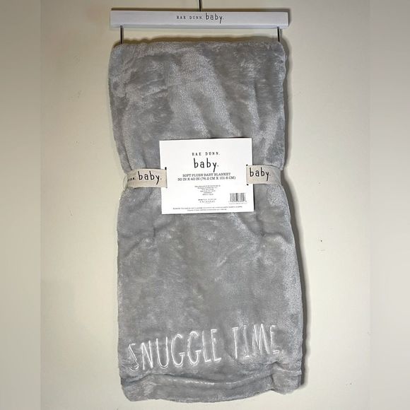 Rae Dunn Other - NWT Rae Dunn Snuggle Time Gray Soft Plush Baby Blanket 30”x40”